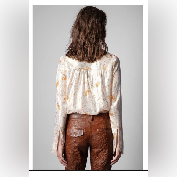 BNWT Zadig & Voltaire Tioly Lame Spark Flowers Shirt Size M - Picture 2 of 7